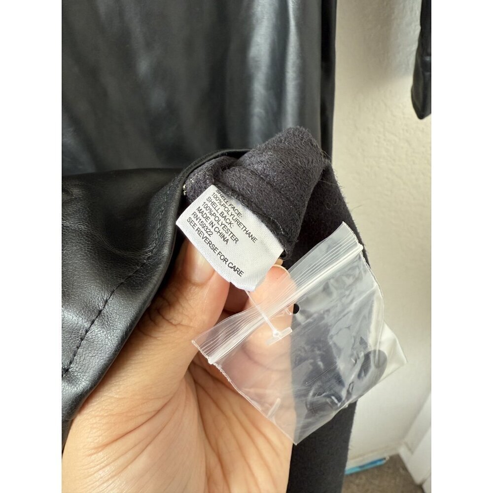 Evereve Clara Vegan Leather Long Sleeve Belted Midi Shirt Dress Grunge NWOT - Picture 8 of 9